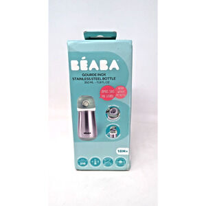 BEABA Kids Stainless Steel Insulated Water Bottle, 18M+ 11.8 oz leak proof lock